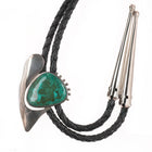 Vintage Southwestern modernist sterling silver chrysocolla abstract bolo tie