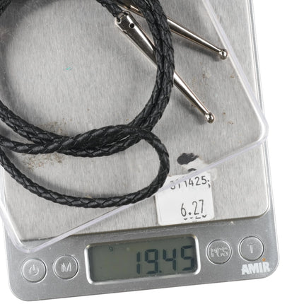 Vintage Southwestern modernist sterling silver chrysocolla abstract bolo tie