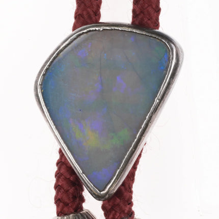 Vintage Southwestern modernist sterling silver Opal abstract bolo tie