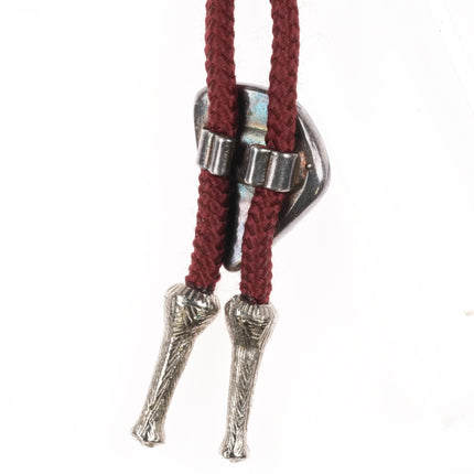 Vintage Southwestern modernist sterling silver Opal abstract bolo tie