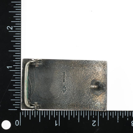 Vintage Native American Tufa Cast sterling silver belt buckle Navajo rug pattern