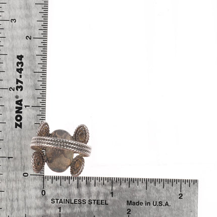 sz8.5 c1940's Navajo sterling silver fancy twisted wire ring with turquoise