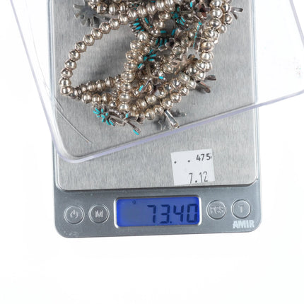 Weeka Zuni needlepoint turquoise squash blossom necklace/earring sterling silver