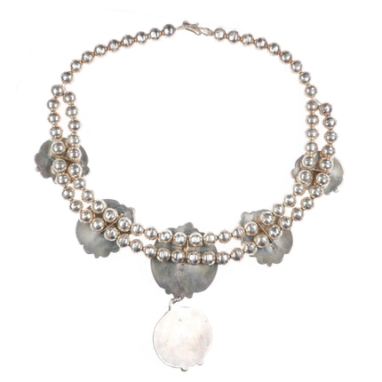 60's-70's Navajo Blue Diamond Turquoise sterling silver beaded necklace