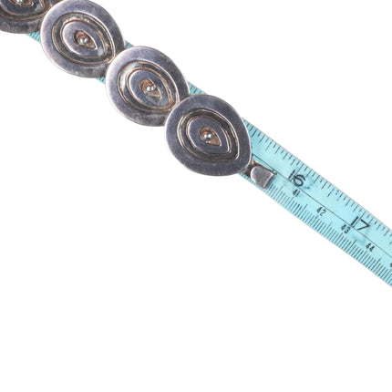 16" 1940's Taxco Art Deco Sterling silver Mexican Disks necklace