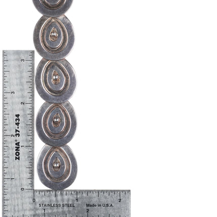 16" 1940's Taxco Art Deco Sterling silver Mexican Disks necklace