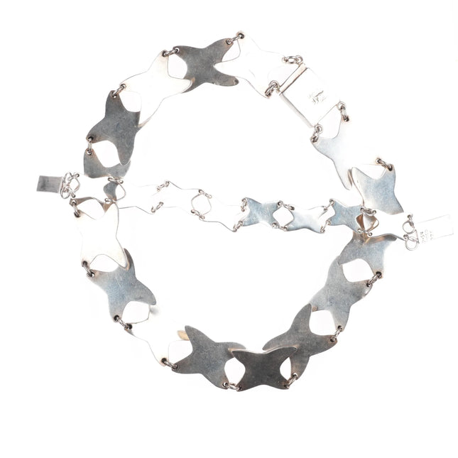 6.5" & 16.25" Retro Mexican sterling silver X's Necklace/bracelet set