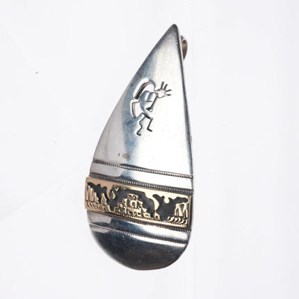 TC Cast Southwestern sterling silver 14k gold pendant/earrings set rug/caves