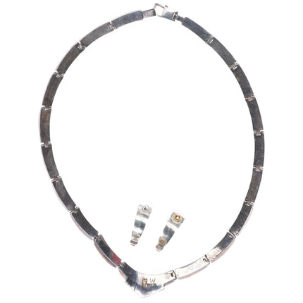 David Rosales Supersmith Coral/Turquoise sterling silver inlay necklace/earrings