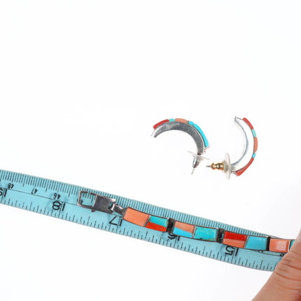 David Rosales Supersmith Coral/Turquoise sterling silver inlay necklace/earrings