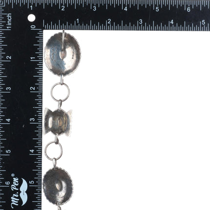41" Oscar Alexius Navajo hand stamped sterling silver link concho belt/hatband