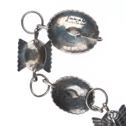 41" Oscar Alexius Navajo hand stamped sterling silver link concho belt/hatband