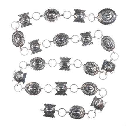 41" Oscar Alexius Navajo hand stamped sterling silver link concho belt/hatband