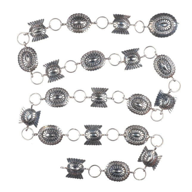 41" Oscar Alexius Navajo hand stamped sterling silver link concho belt/hatband