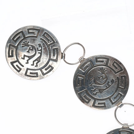 43" Navajo Overlay Kokopelli flute player Sterling silver link concho belt