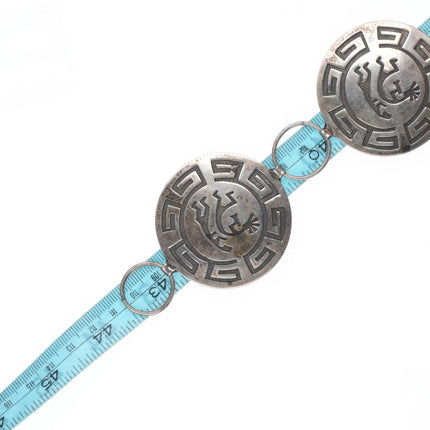 43" Navajo Overlay Kokopelli flute player Sterling silver link concho belt