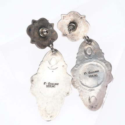 David Reeves Navajo sterling silver, turquoise, purple spiny oyster earrings