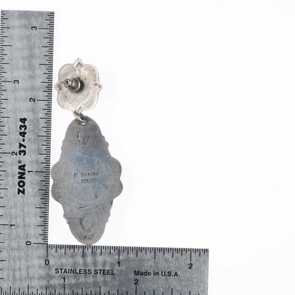 David Reeves Navajo sterling silver, turquoise, purple spiny oyster earrings