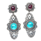 David Reeves Navajo sterling silver, turquoise, purple spiny oyster earrings