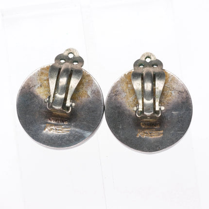 Ray Tracey Knifewing Navajo sterling silver turquoise channel inlay earrings