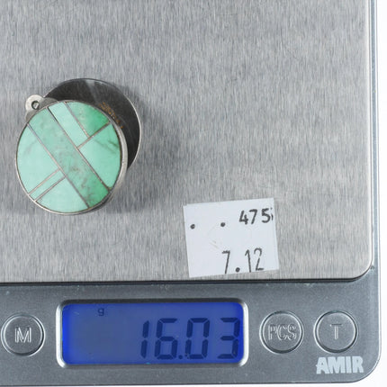 Ray Tracey Knifewing Navajo sterling silver turquoise channel inlay earrings