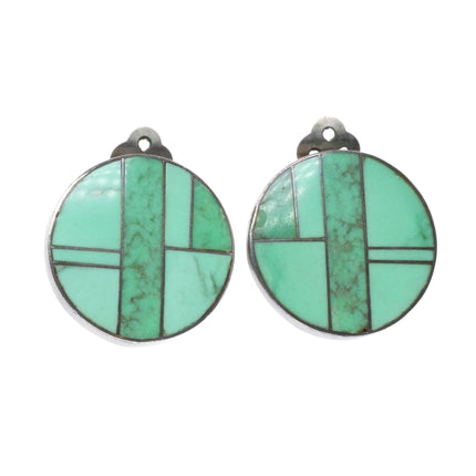 Ray Tracey Knifewing Navajo sterling silver turquoise channel inlay earrings