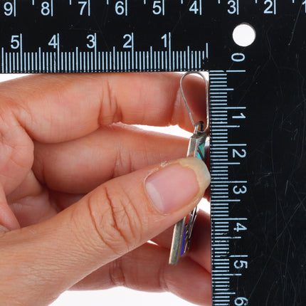 Cecil Ashley Navajo sterling silver inlay overlay pendant turquoise/coral