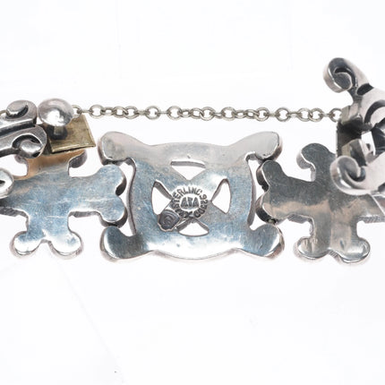 7" c1960's Mexican sterling silver modernist link bracelet