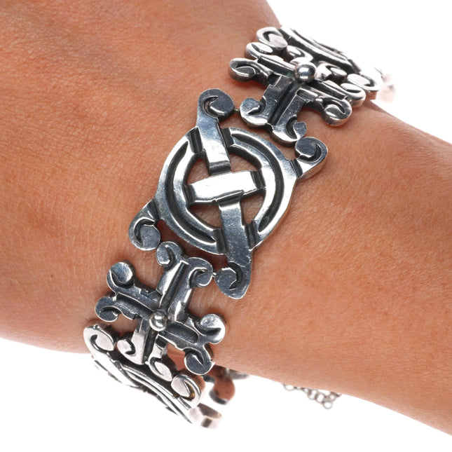 7" c1960's Mexican sterling silver modernist link bracelet