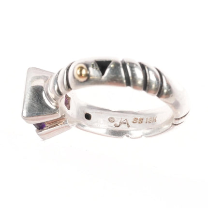 sz6 John Atencio 18k gold/Sterling silver amethyst modernist ring