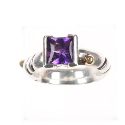 sz6 John Atencio 18k gold/Sterling silver amethyst modernist ring