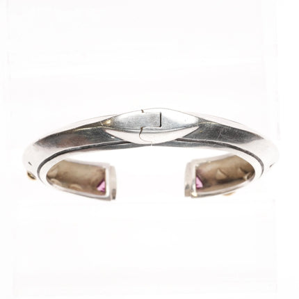 John Atencio 18k gold/Sterling silver modernist amethyst clamper cuff bracelet