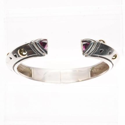 John Atencio 18k gold/Sterling silver modernist amethyst clamper cuff bracelet
