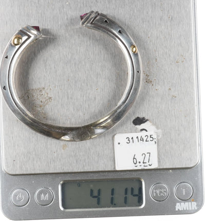 John Atencio 18k gold/Sterling silver modernist amethyst clamper cuff bracelet