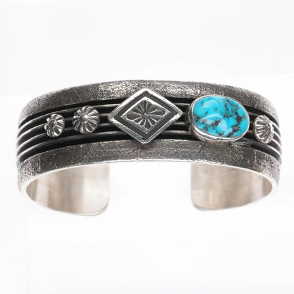 6.25" Ray King Navajo sterling silver Kingman turquoise cuff bracelet