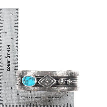 6.25" Ray King Navajo sterling silver Kingman turquoise cuff bracelet
