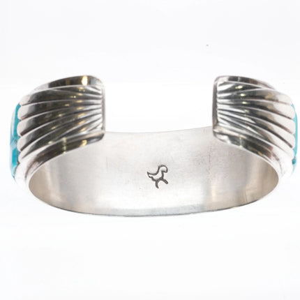 6" Sadie Calvin Navajo Turquoise cobblestone cuff bracelet sterling silver