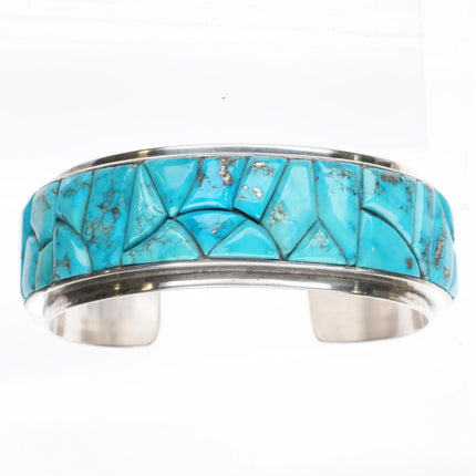 6" Sadie Calvin Navajo Turquoise cobblestone cuff bracelet sterling silver