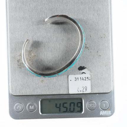 6" Sadie Calvin Navajo Turquoise cobblestone cuff bracelet sterling silver