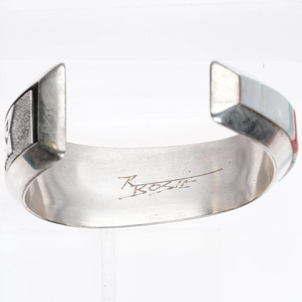 6" Richard Tsosie Navajo sterling silver, coral, shell, turquoise cuff bracelet