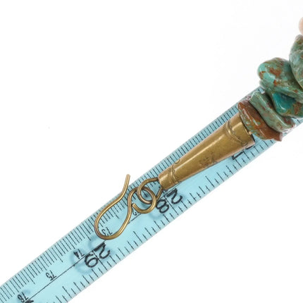 Tony Aguilar Sr (Kewa) Oversized turquoise/brass barrel bead necklace/earrings