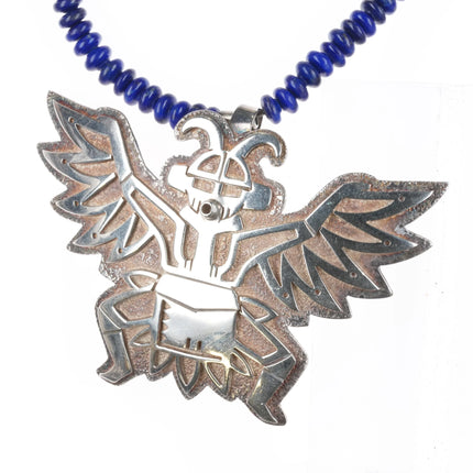 Phillip Sekaquaptewa Weseoma Hopi sterling silver lapis beaded necklace