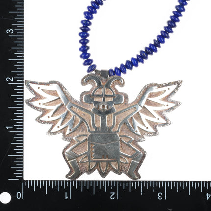 Phillip Sekaquaptewa Weseoma Hopi sterling silver lapis beaded necklace