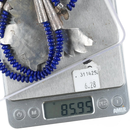 Phillip Sekaquaptewa Weseoma Hopi sterling silver lapis beaded necklace