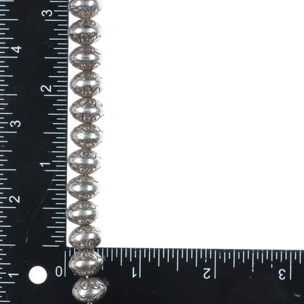 18.5" PY Navajo pearls beaded hand stamped handmade sterling silver necklace