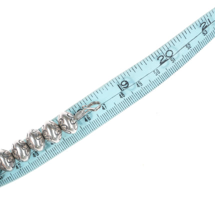 18.5" PY Navajo pearls beaded hand stamped handmade sterling silver necklace