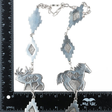Huge Esther Wood Navajo sterling silver multi-stone Yei pendant/2 necklaces