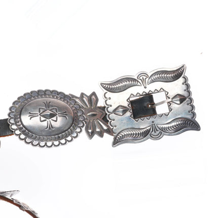36" 40's-50's Navajo hand stamped sterling silver butterfly concho belt