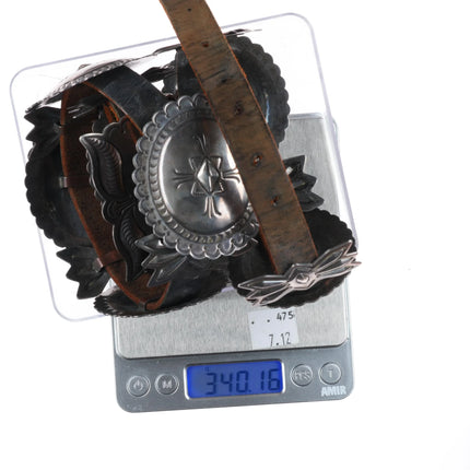 36" 40's-50's Navajo hand stamped sterling silver butterfly concho belt