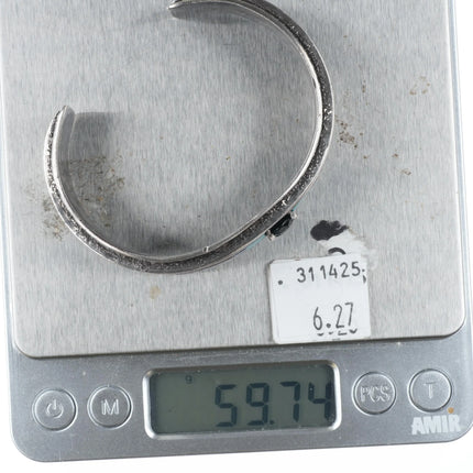 6.5" Michael Little Elk Sugilite, Tourmaline sterling silver cuff bracelet